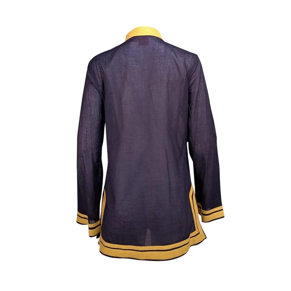 Tory Burch - Navy w/ Yellow Trim Tunic Blouse Sz 10